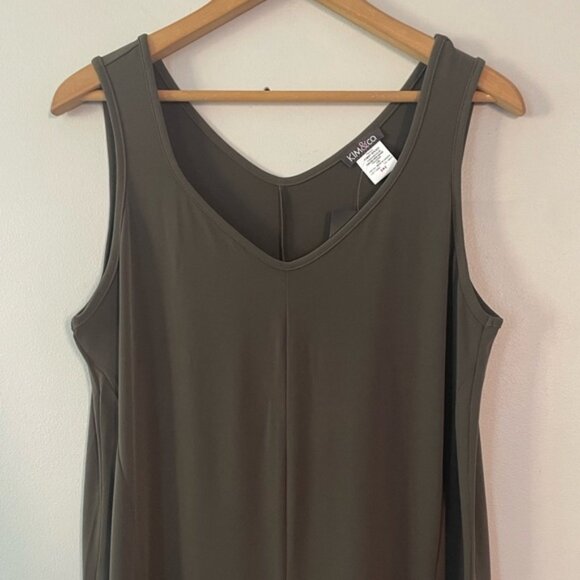 New Kim & Co Olive Green Cropped Gaucho Wide Leg Jumpsuit Size Large bin 4A - Picture 5 of 7